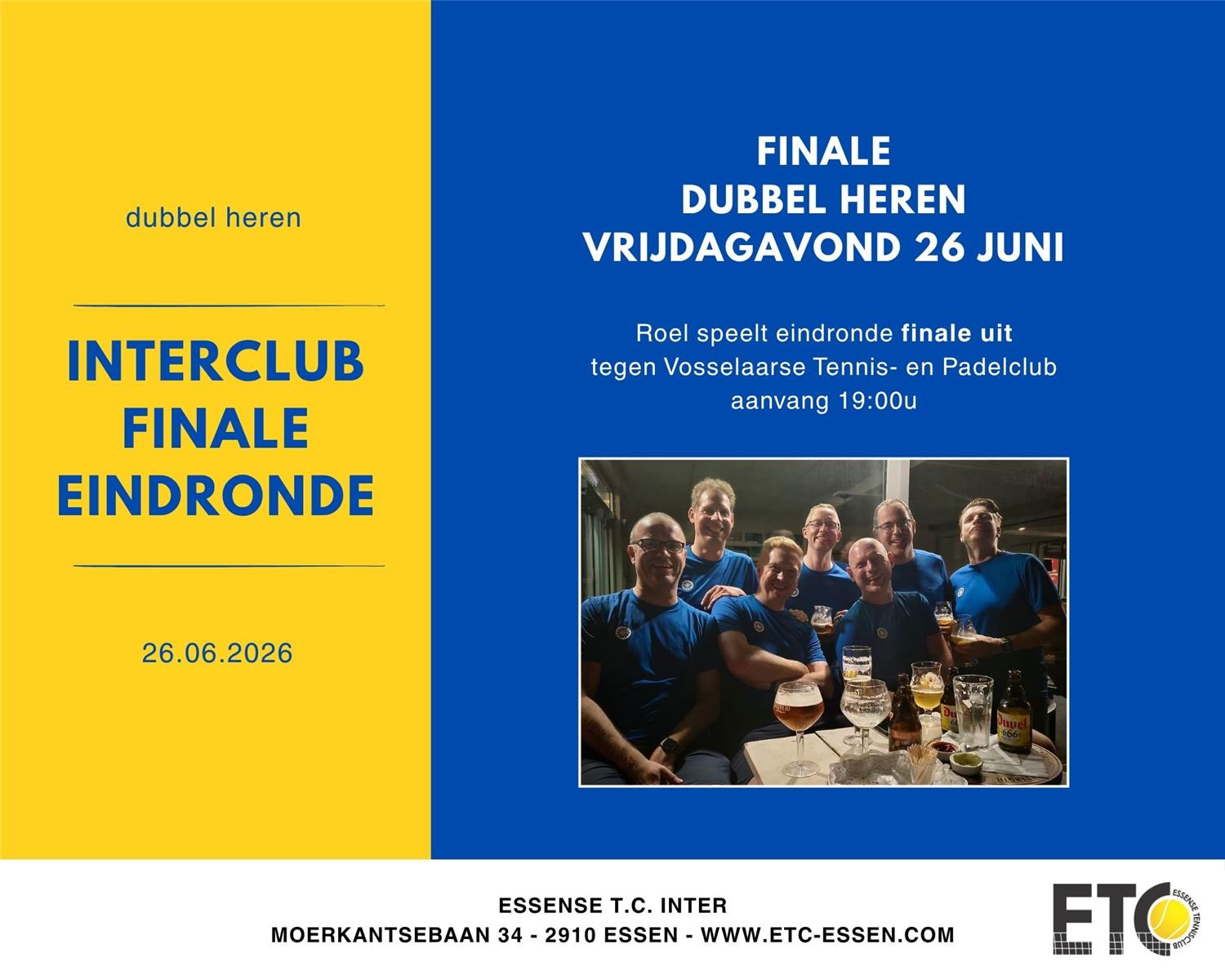 ETC Essense TC Inter finale eindronde dubbel heren